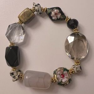 Premier Designs Genuine Tiger's eye & Glass Bead Bracelet